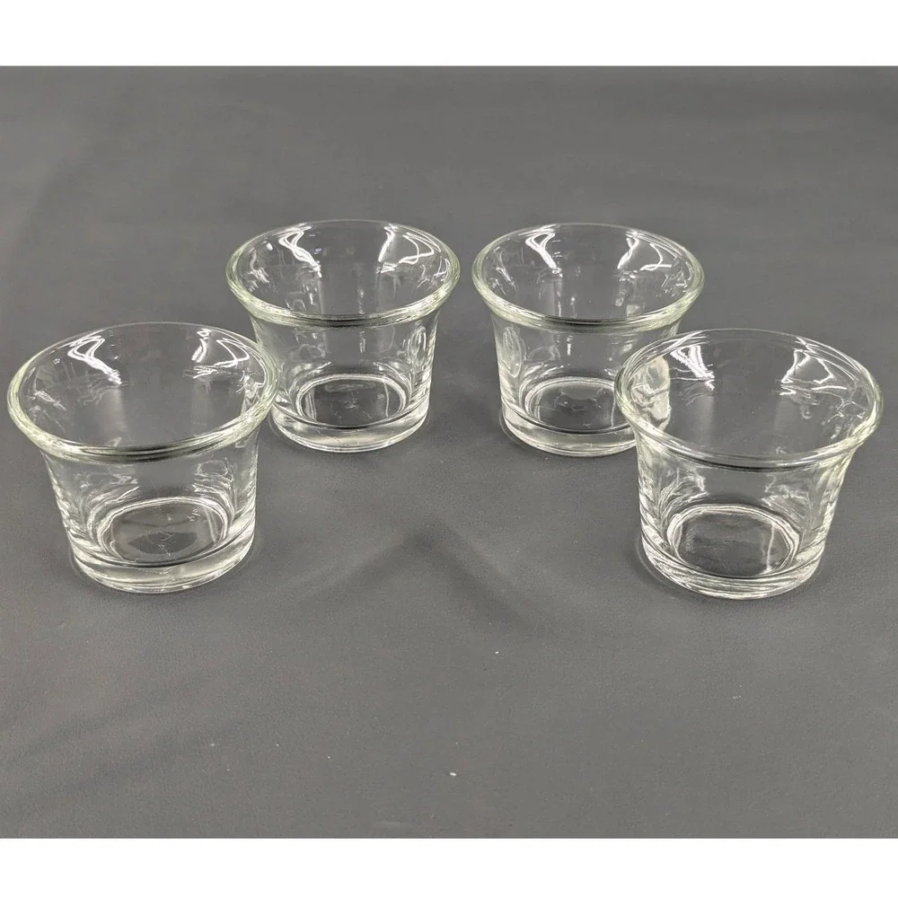 Set of 4 Clear Glass Votive Candle Holders 2 Inch Flared Rim Condiment Cups